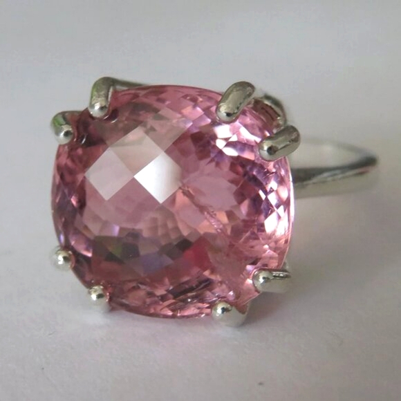 Huge Natural Pink Mauve Tourmaline In Sterling Silver Ring, 10.79ct. Size 7 - Picture 11 of 11